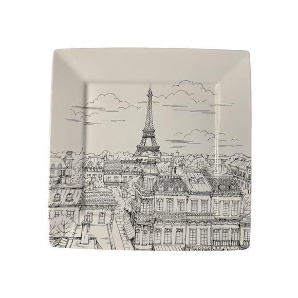 222 FIFTH City Scenes Paris Eiffel Tower Dinner Plate Paris on Your Table - Picture 1 of 3